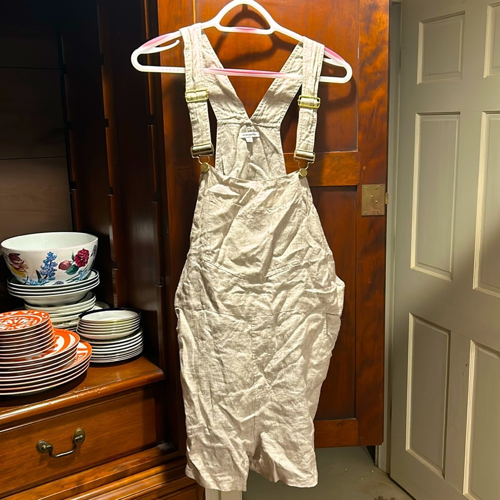 Oatmeal Linen WeWoreWhat Short Overalls